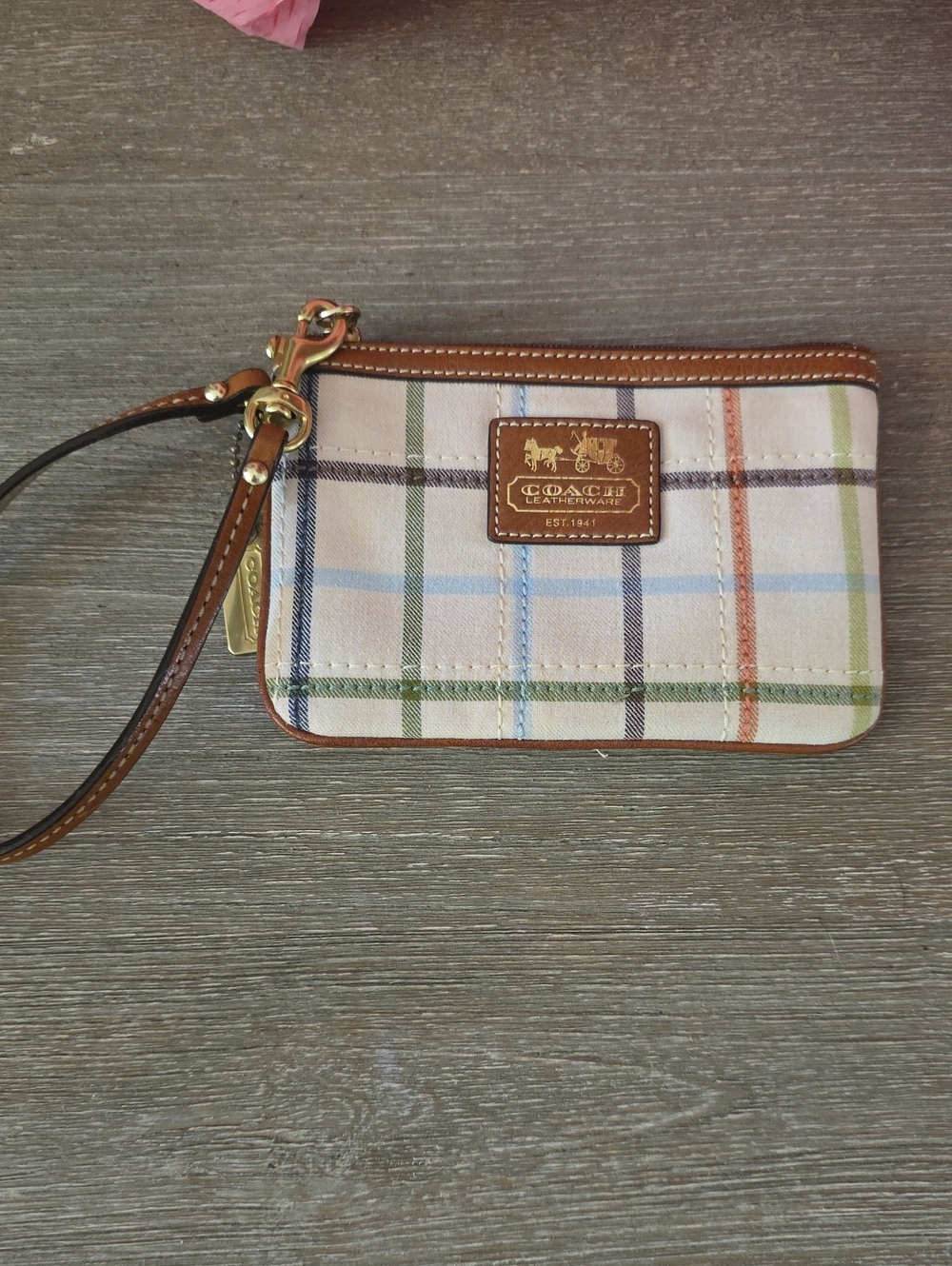 Coach Tattersall Heritage Linen Wristlet